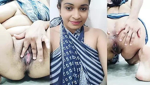 Hintli kız öğretmeni için göt deliği gösterisi yapıyor ve amını parmaklıyor