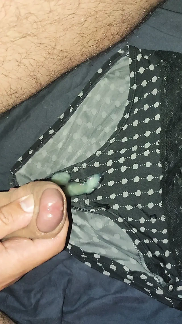 cumshot on a student's thong panties