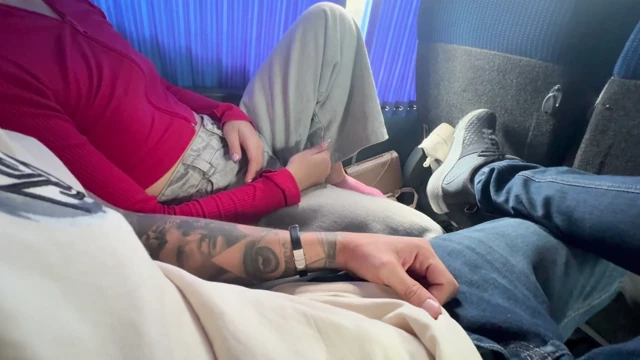 Teen Road to jerkoff and fingering pussy with in service bus