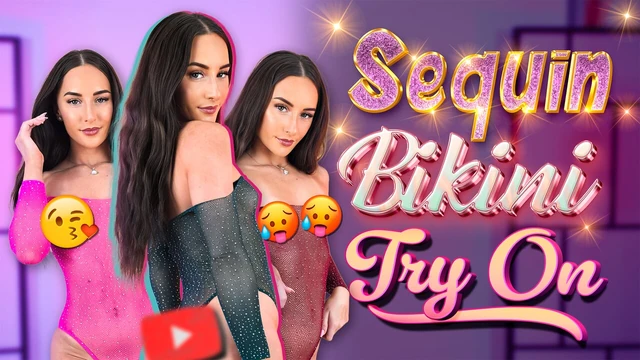 Примерка мультицветного костюма из пайеток 4K - sheer Sparkle, развязная подтянутая