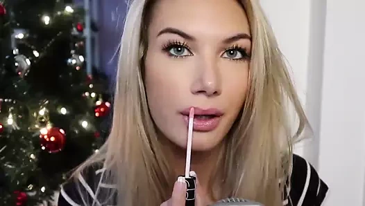 Asmr lipgloss uygulaması sabrina ruj parlak dudaklar joi