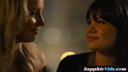 Les babe licks and rims after admitting love