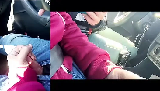 Public handjob almost caught, he likes to film me and watch me cum!