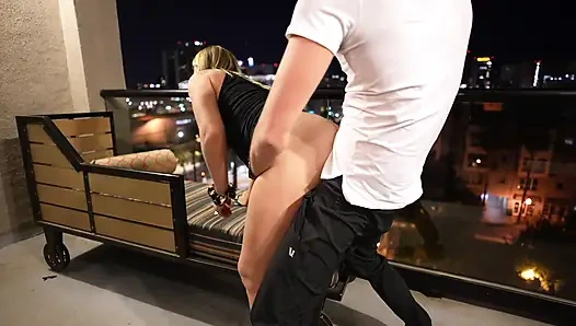 Beautiful Pregnant Girl Fucked On Hotel Balcony and in Hallway