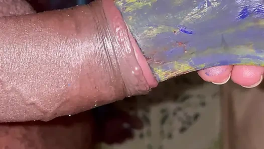 Hintli desi oğlan yarakla muz oynuyor