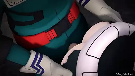 Izuku ve Uraraka sert boşalıyor