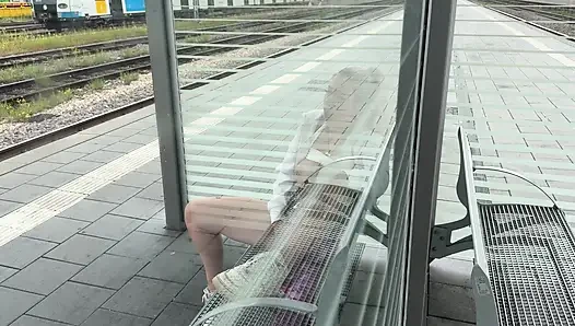 Horny slut makes it on the train track