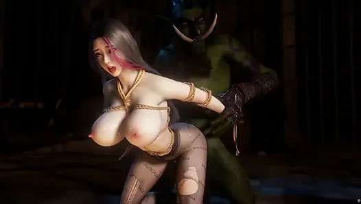 3 boyutlu iri güzel Asyalı orta yaşlı seksi kadın amını büyük canavar yarakla çok sert sikiyor