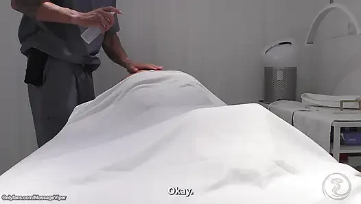 Real Massage Therapist Gets Sucked and Fucked by Fit Blonde Client