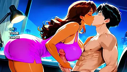 Büyük memeli latin orta yaşlı seksi kadın işten sonra sert sikiliyor - ai generated